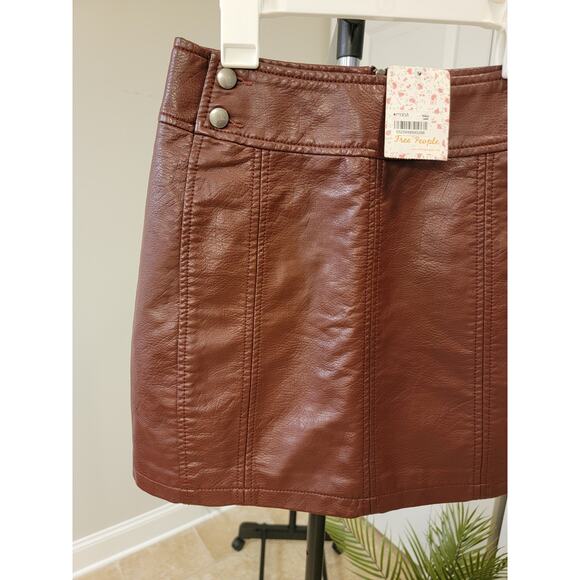 NWT Free People Faux Leather Mini Skirt - Picture 2 of 5